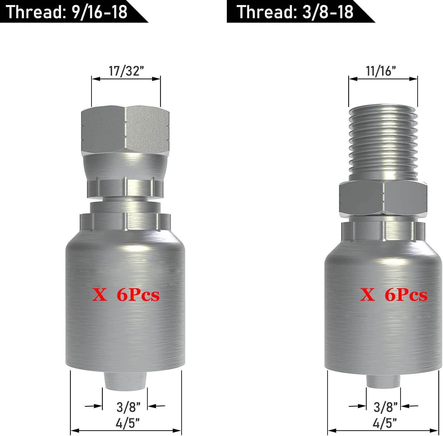 50Ft 3/8 inch Hydraulic Hose with 20PCS 3/8" JIC 37° Female & Male & Female 90° Elbow & NPTF Male Hydraulic Hose Fittings, Hydraulic Oil Flexible Hose -20℃ to 140℃ M.P.53MPa/7685Psi