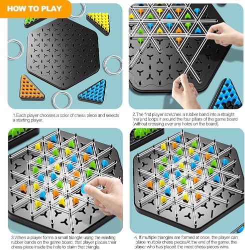 Image of Goyal's Geometry Triangle Strategy Game | Rubber Band Peg Board Puzzle | STEM Brain Development Toy for Kids & Adults | Logic Thinking & Spatial Reasoning Family Game