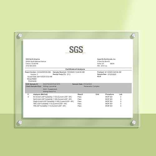 Miniatura 8 de Suplemento liposomal NAD+ de 500 mg, complejo resUP10 de resveratrol de 800 mg, ayuda a la salud del envejecimiento y la energía celular,