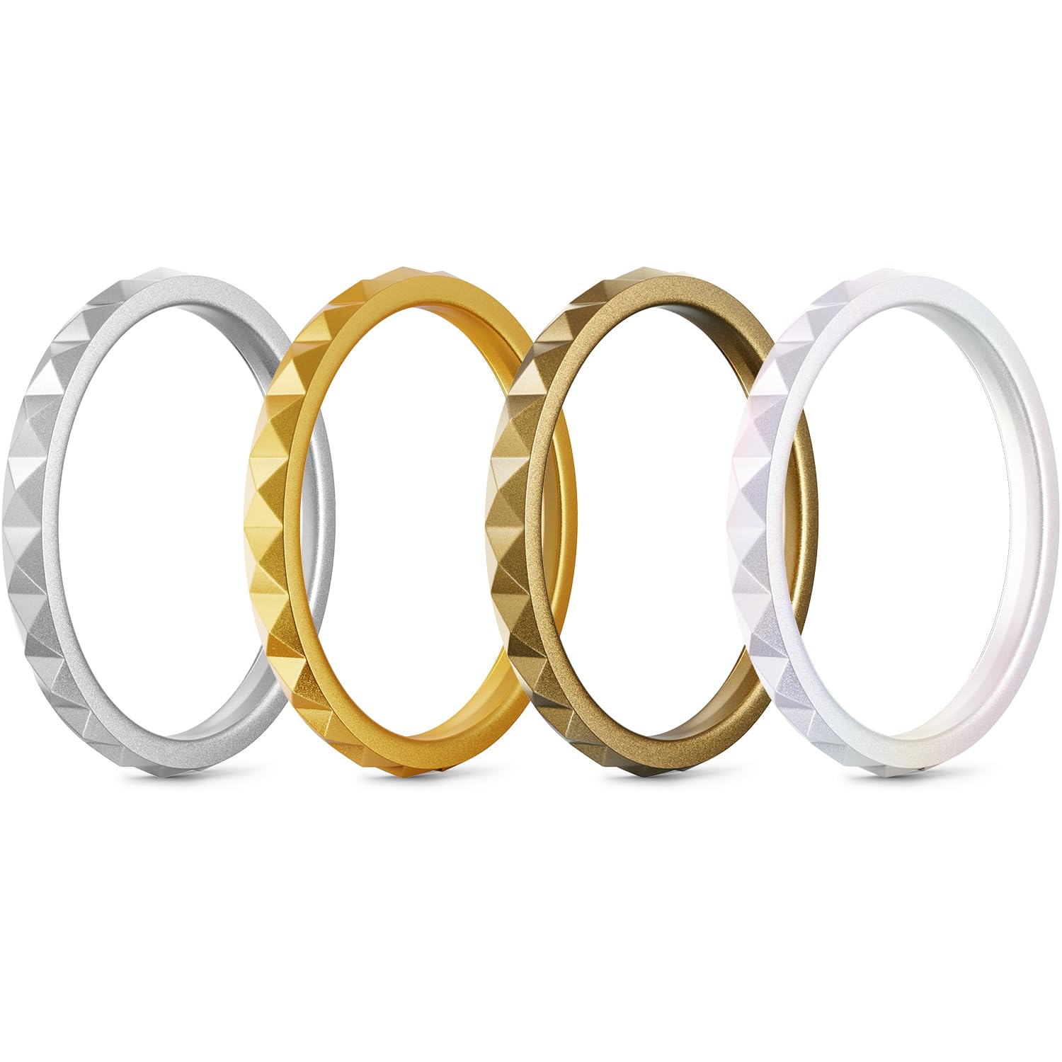 Egnaro Silicone Wedding bands women, Stackable Silicone Ring style