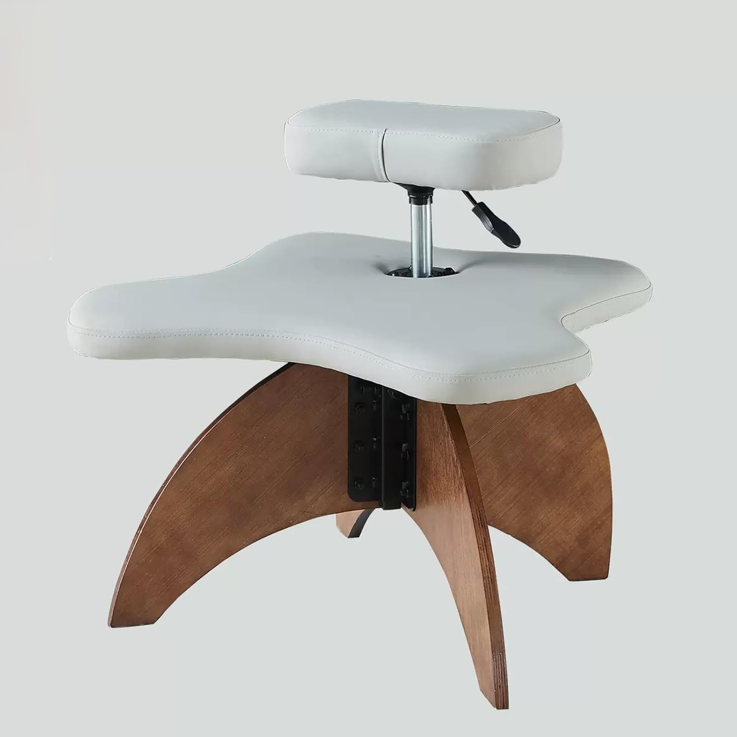 Ergonomic Kneeling Chair, Wood Posture Chair, Height Adjustable Meditation Chair with Cushion, Cross Legged Kneeling Chair, Home Office Desk Stool for Back Posture Support(Black)