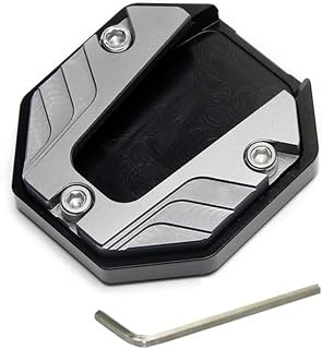 Motorcycle Kickstand Pad for Suzuki VanVan 125, Side Stand Extension Anti-Slip Plate Durable Foot Enlarger Enlarged Support Base,Silver