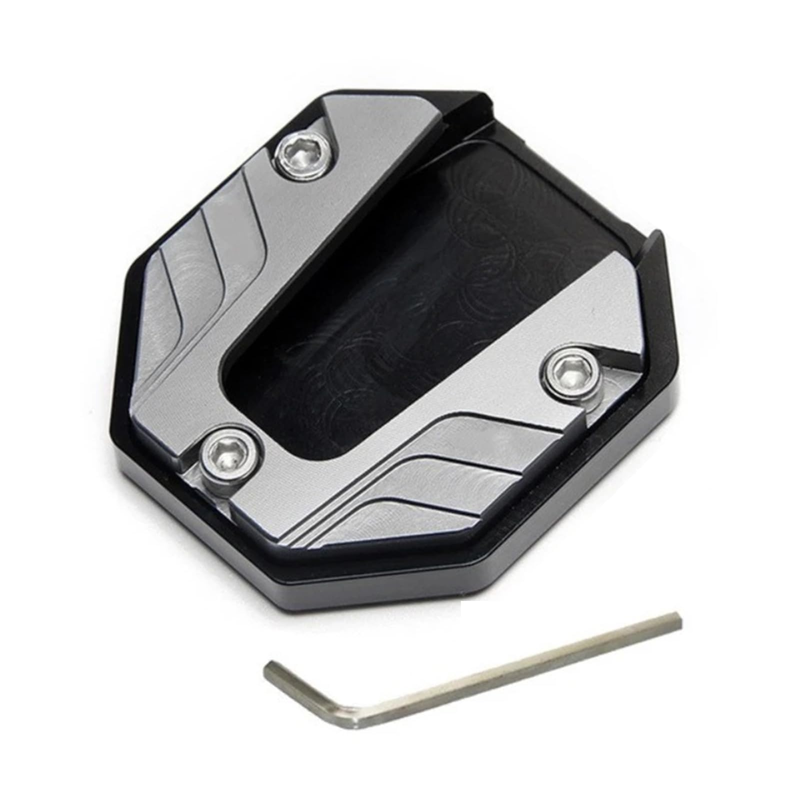 SANDEZI Motorcycle Kickstand Pad for Aprilia Shiver 900 2017-2022, Side Stand Extension Anti-Slip Plate Durable Foot Enlarger Enlarged Support Base,Silver