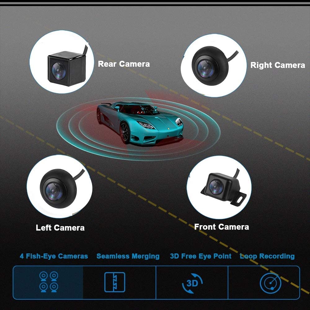 Caméra de recul panoramique Système de stationnement à 360 degrés, caméra de Voiture Automatique Caméra arrière étanche
