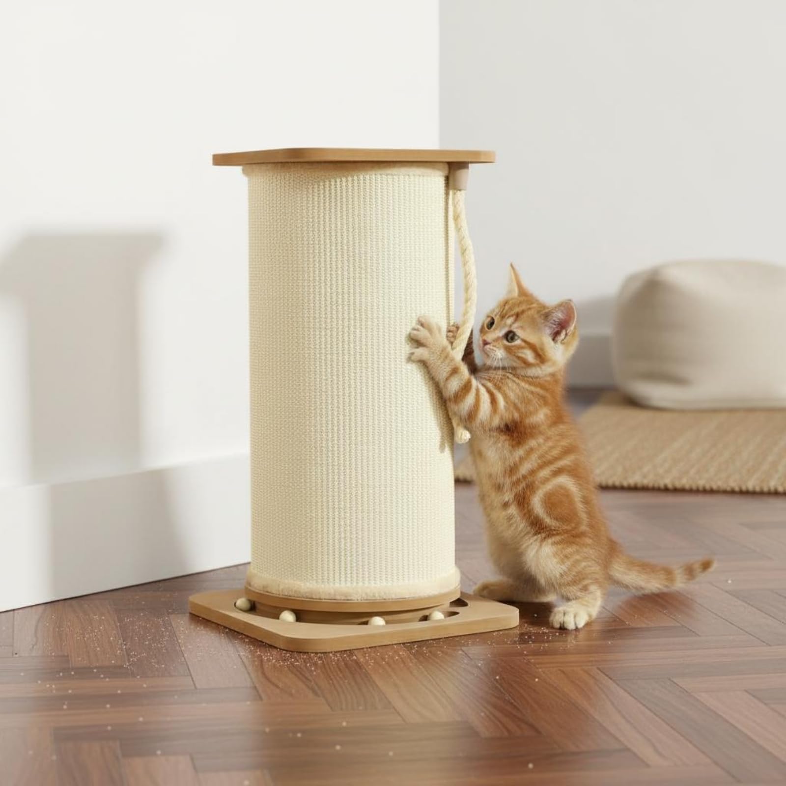 Sisal-Kratzsäule Kratzfest Sisal Kratzstamm stabil stehender Kratzbaum für Innenraum, Wohnzimmer