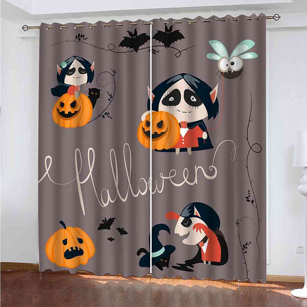 Rideau occultant enfant Halloween 200x160 cm pour chambre