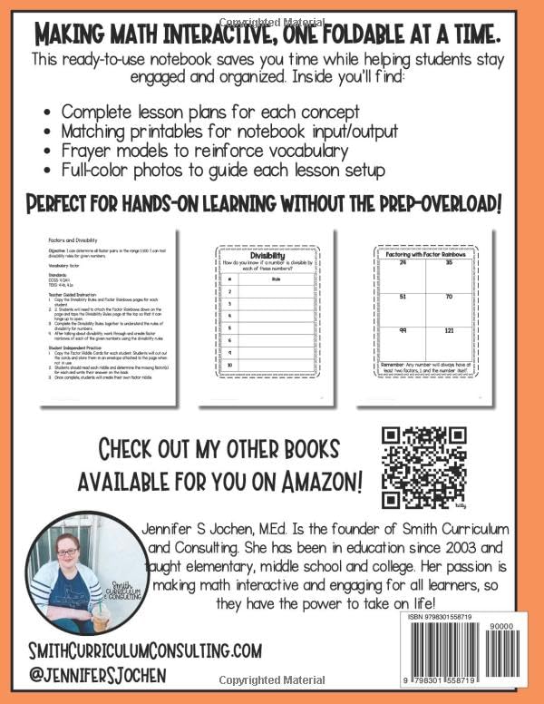 Fourth Grade Math Interactive Notebook Multiplication and Division: 93 Pages, Includes Lesson Plans, Frayer Models, Printables and Photos (4th Grade Math Workbooks) - Image 2