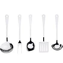 Alessi AJM19S5 L – Set di Mestoli da Cucina di Design in Acciaio Inossidabile 18, 10, 5 Pezzi
