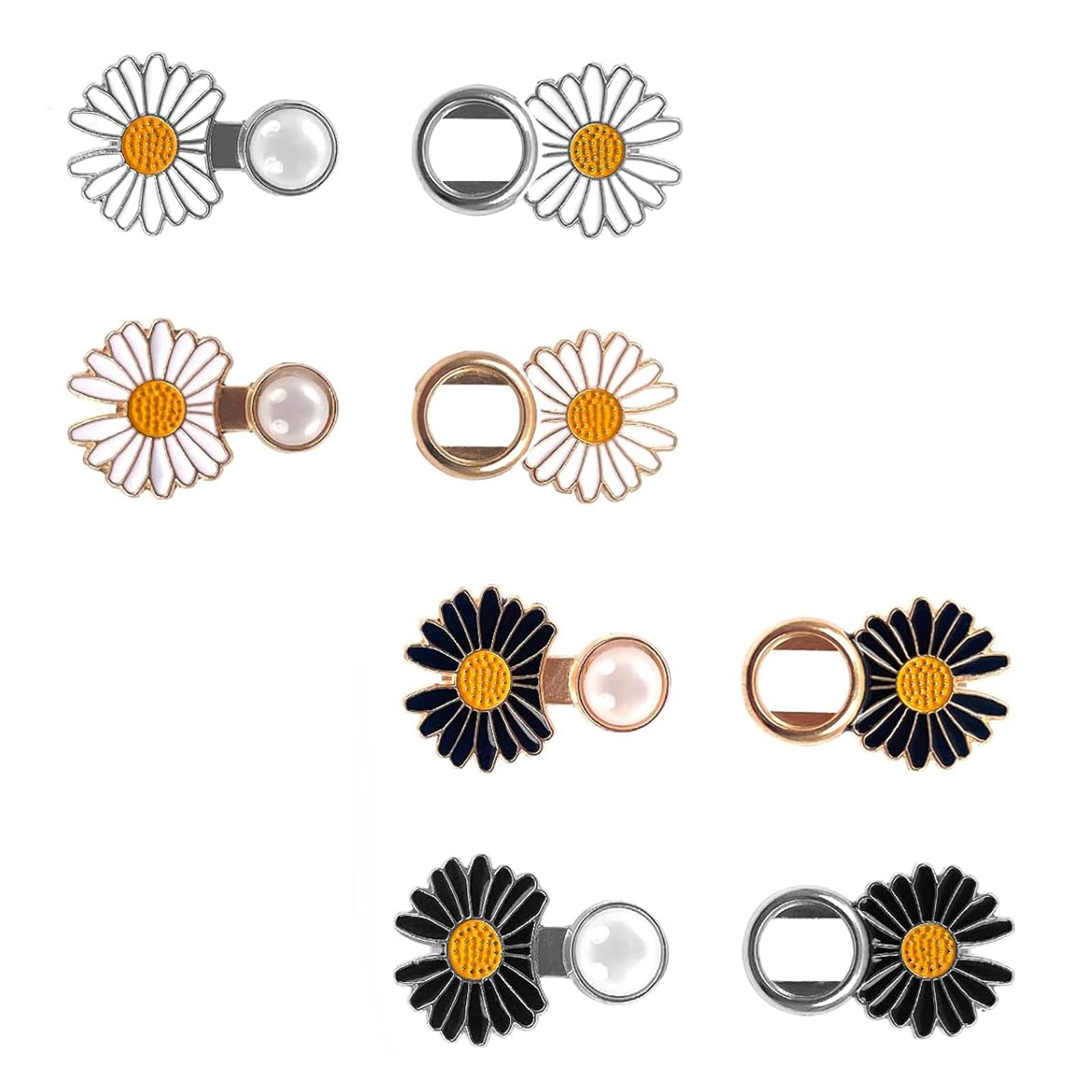 4 Pairs Waist Tightener Adjustable Flower Button Tightener Reusable Detachable Trouser Buttons for Loose Jeans, Pants, Skirts, Sleeves