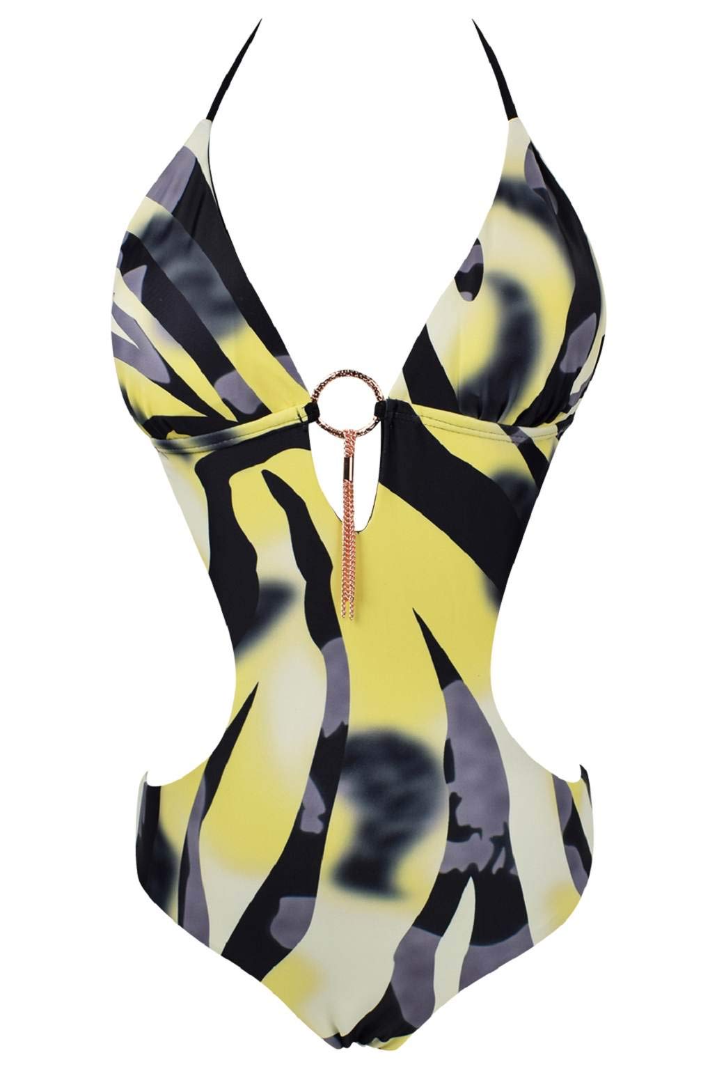 heekpek Maillot de Bain Femme 1 Pieces Sexy String Col V Halter Monokini Push Up Maillot de Bain Une Piece Maillot de Bain Imprimé