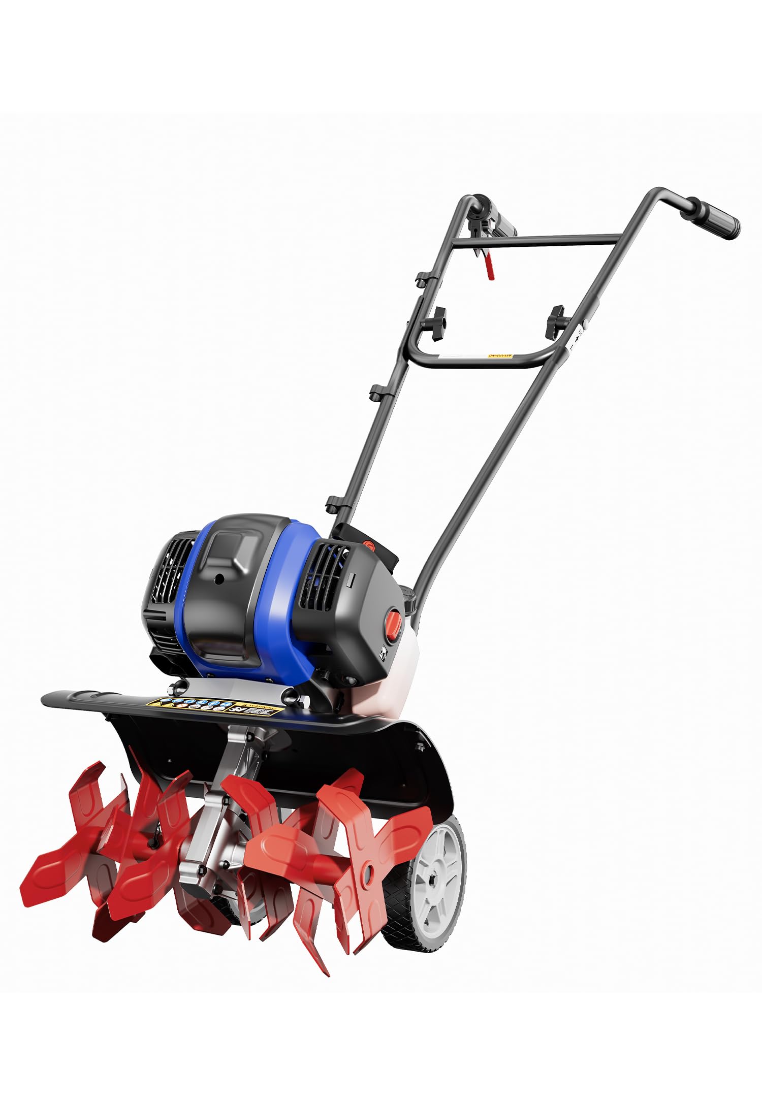 Wild Badger Power Garden Tiller 53cc Mini Cultivator 15 inch Powerful Liftable Booster Rod Tilling Tool for Lawn, Garden and Field Soil Cultivation