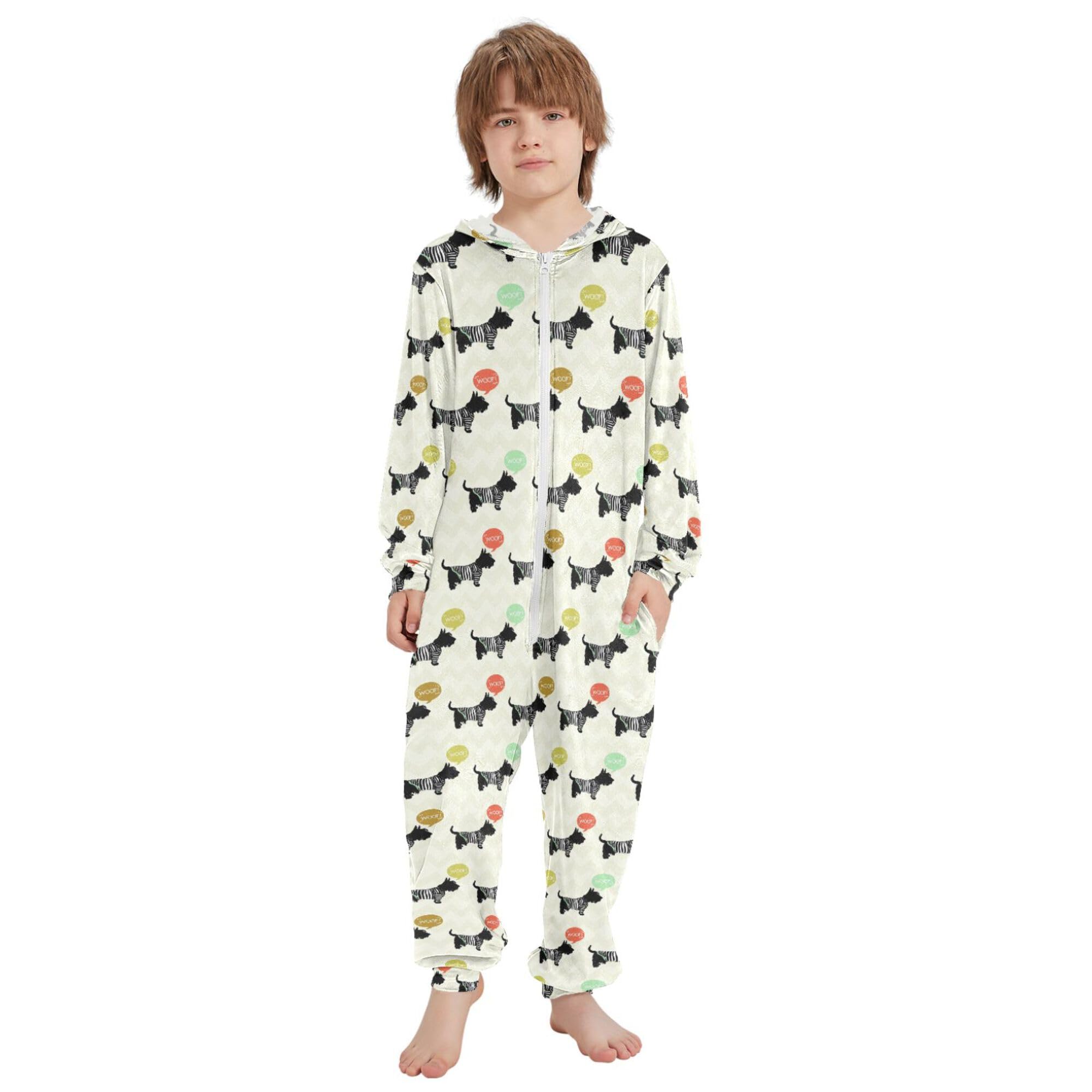 Pigiama intero in flanella con cappuccio e cerniera, tuta abbinata per bambini e gatti, bella da indossare con occhiali, morbida e calda, abbigliamento sportivo per la casa, 5-6T