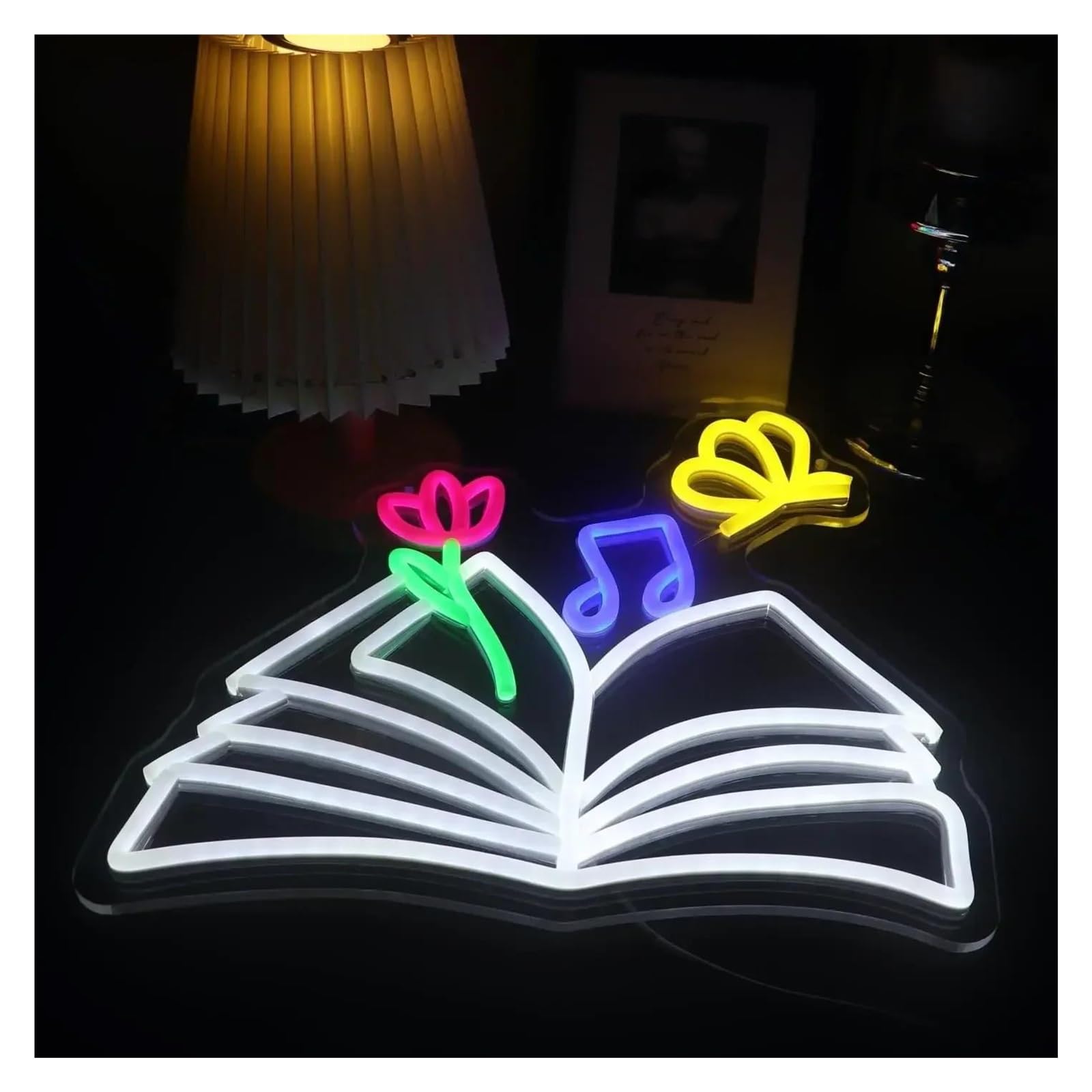 Scritta luminosa Insegna Luminosa Al Neon Per Amanti Dei Libri, Per Club Di Lettura, Cameretta Dei Bambini, Sala Giochi, Decorazione Da Parete,32.8х32.2cm