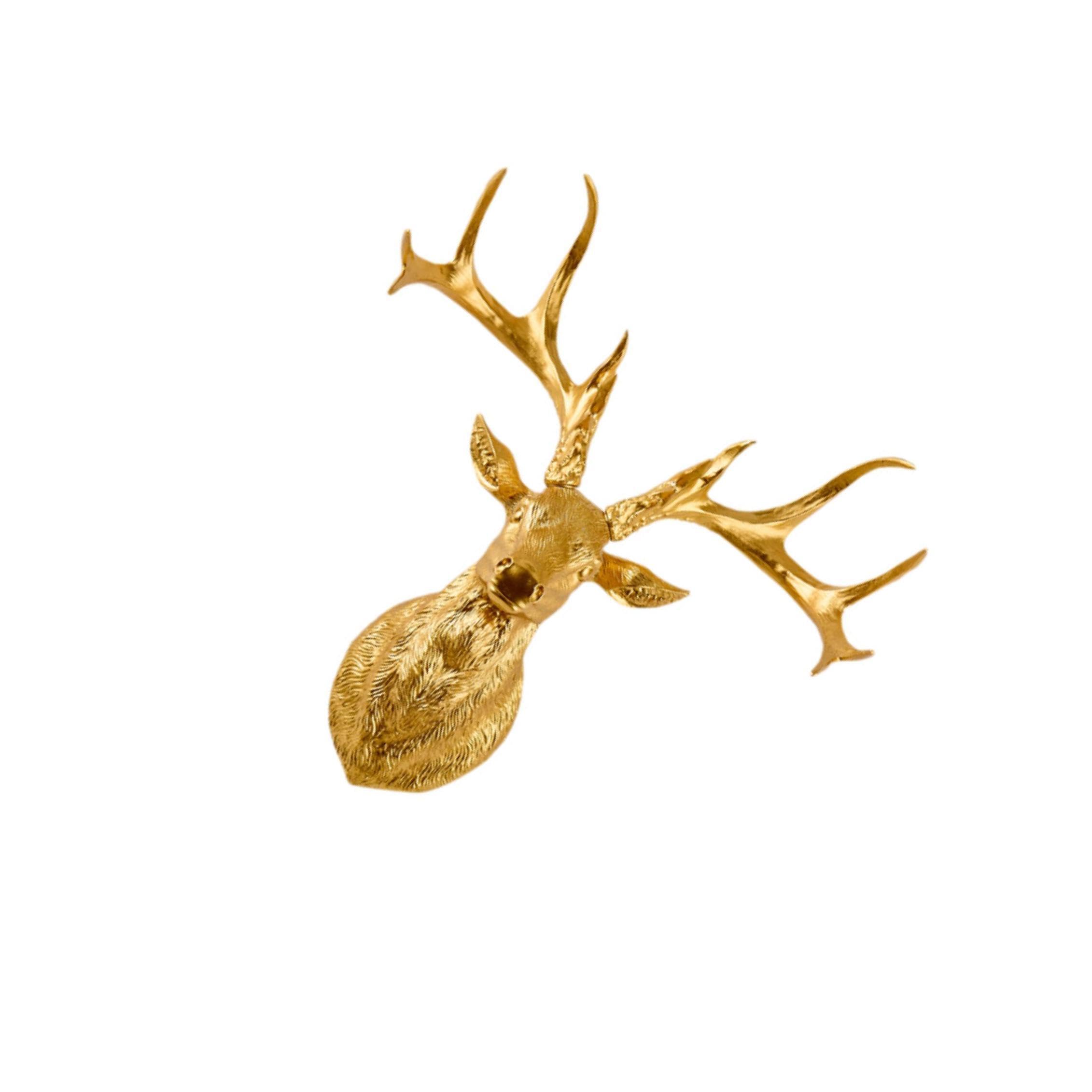 Zambuph Refined Resin Deer Head Wall Sculpture Stunning Artwork Enhancing Space Living Room Bedroom And Special Holiday Gatherings Farmhouse Bar Holiday, gold, 31x17.5x30cm