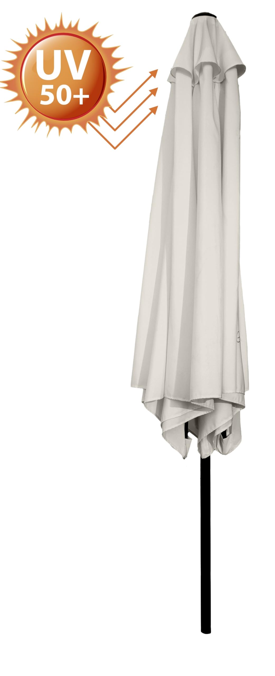 SOMBRILLA Parasol para Exterior UV50+, 300cm de Diámetro, 245cm de Altura, Beige. Parasol de Aluminio con manivela, 3 Metros de diámetro para Exterior. En Beige.