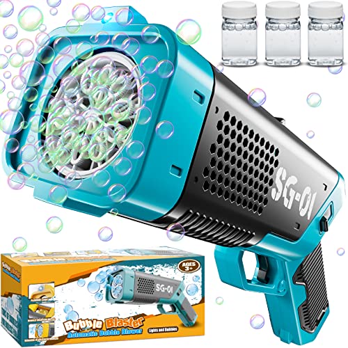 Marstone Bubble Machine Gun, Leak-Proof Bubble Machine For Kids With 3 Bottles Refill Solutions, Automatic Rich Bubble Maker With Light & Sound Toy Gift For Boys And Girls Indoor Outdoors Activity #TOP27