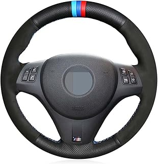 Fit for BMW M Sport M3 E87 E81 E82 E88 E90 E91 E92 E93 Hand-Stitched Car Steering Wheel Cover Suede Leather
