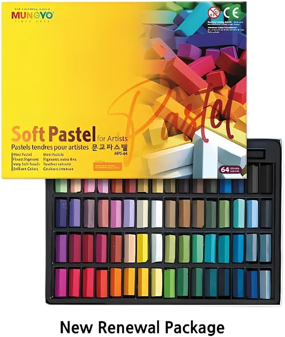 MUNGYO Soft Pastel Set 64 Vibrant Colors for Artists | Smooth & Blendable | Square Shape