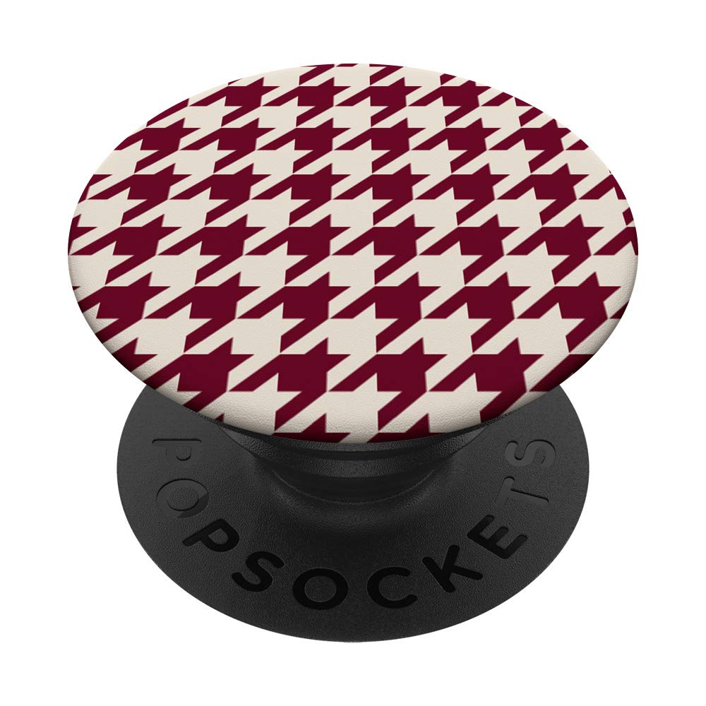 Houndstooth Motif in Wine Burgundy and Creme Colors PopSockets PopGrip: Swappable Grip for Phones & Tablets