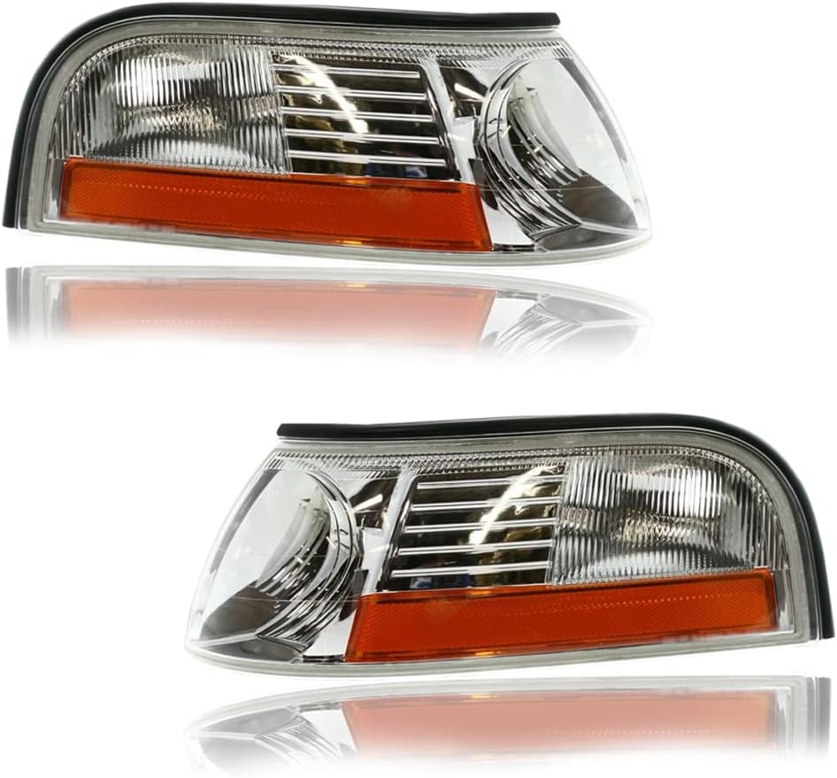 Set of 2 Corner Parking Turn Signal Light Lamps Clear & Amber Lens Incandescent Left & Right Side For 2003-2005 Mercury Grand Marquis - FO2521171 FO2520171