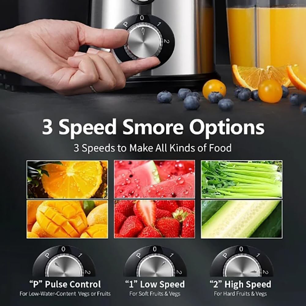 Estrattore Di Succo Centrifugo Domestico,Estrattore Di Succo Di Frutta E Verdura 4 In 1,Condotto Di Alimentazione Da 3,1",Separazione Del Succo,Acciaio Inossidabile,Tasso Di Succo Del 97%