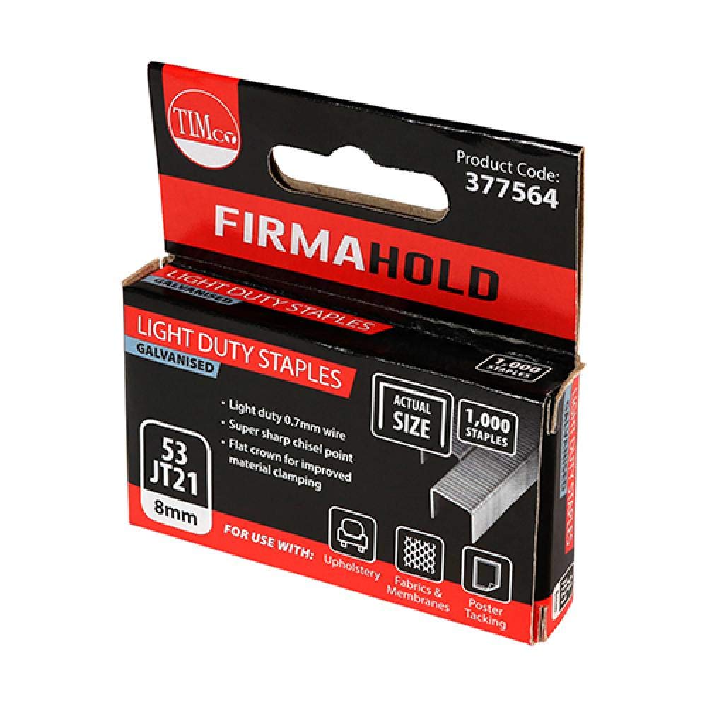 Timco Silver Light Duty Chisel Point Galvanised Staples - 8Mm