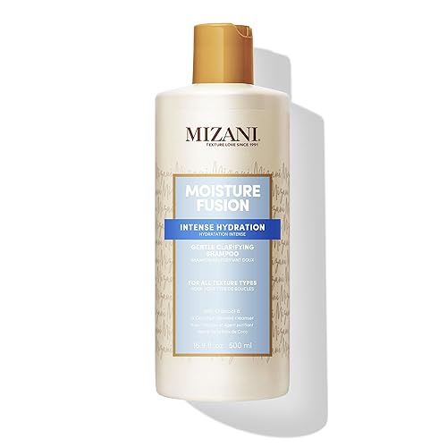 MIZANI Moisture Fusion Champú aclarador suave limpia el cabello para eliminar la acumulación con carbón para cabello rizado