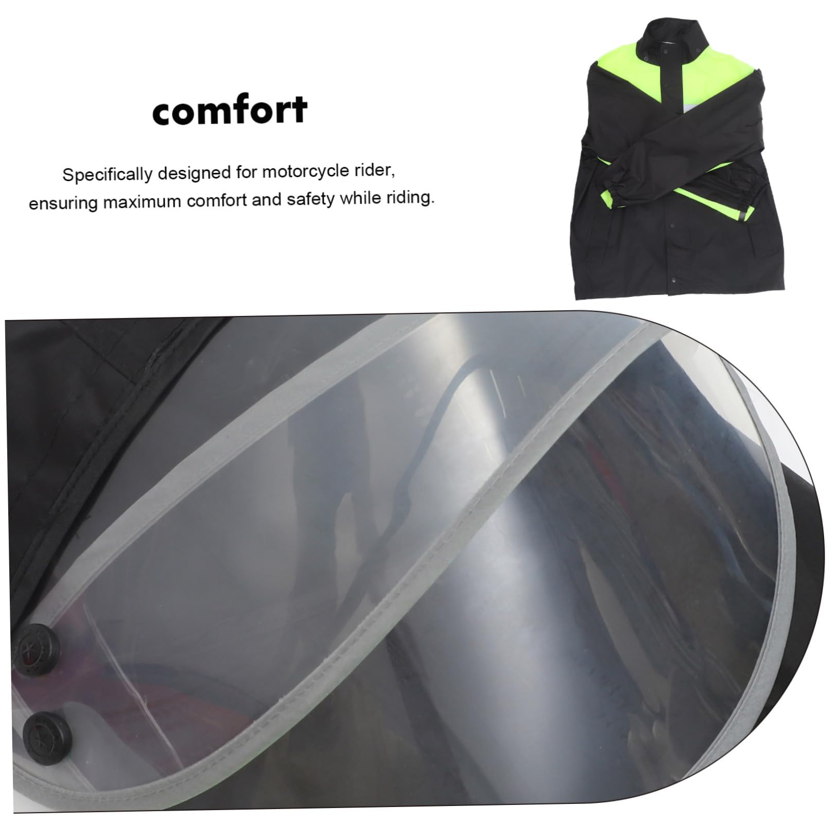 OUNONA Men's Rain Gear Motorcycle Rain Jacket and Pants Set Windproof Waterproof Black and Green 3xl