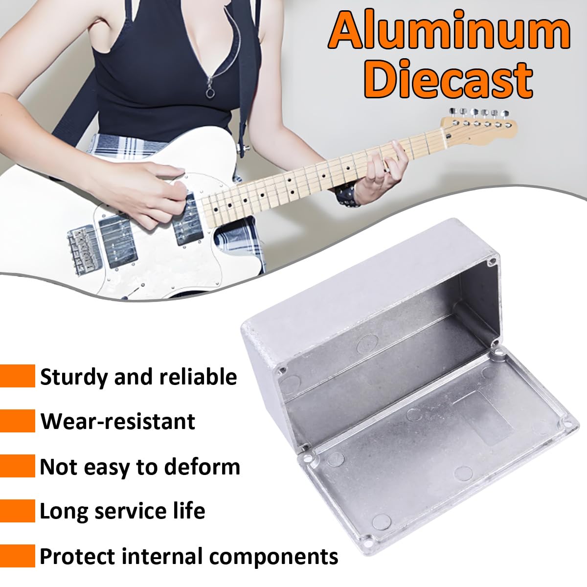 2 Pièces 1590N1 125B Boîtier de Pédale d'effets pour Guitare Boite en Aluminium Moulé Sous Pression Stomp Effet Boîtes Projet Électronique étanche Avec Vis 122mmx66mmx39,5mm