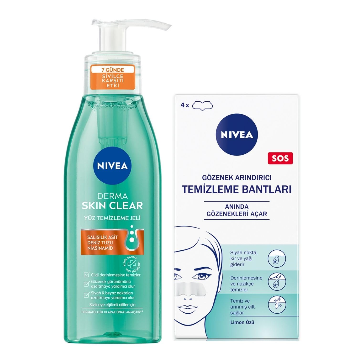 NIVEA Luminous630 Leke Karşıtı Gündüz Bakım Kremi 40ml, SPF50 + NIVEA Siyah Nokta Temizleyici Burun T-Bant 4 Adet