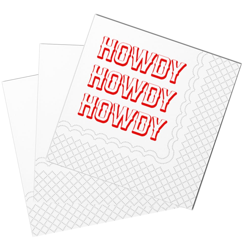 SharkBliss Howdy - Confezione da 50 tovaglioli di carta da cocktail Howdy per Western Cowgirl Discoteca Last Rodeo Nashville addio al nubilato addio al nubilato | 2 veli, 12,7 x 12,7 cm (rosso scuro)
