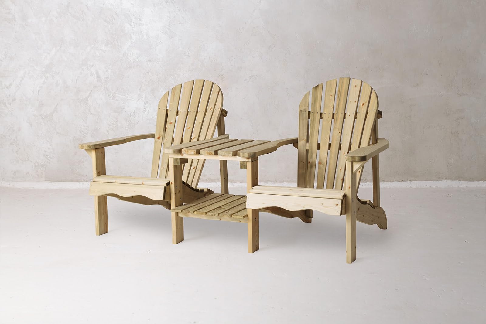 Amata UNGURS Collection Chaise Double Adirondack avec Table pour extérieur, Confortable pour Deux – Chaise en Bois résistante aux intempéries pour terrasse, arrière-Cour et Jardin – Ergonomique et
