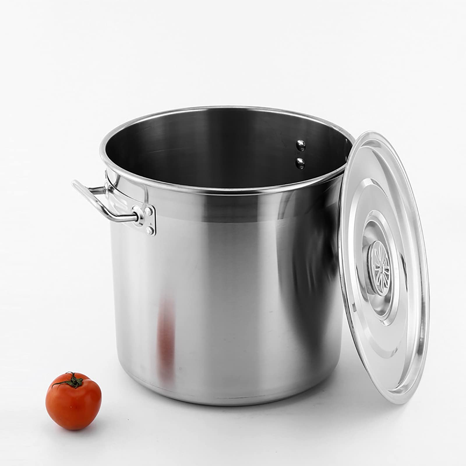 Olla grande de acero inoxidable duradera con asas, cacerola de acero inoxidable con tapa base de inducción, plata, 45 x 26 cm, 45 x 26 cm (30 x 20 cm) (35 x 22 cm)