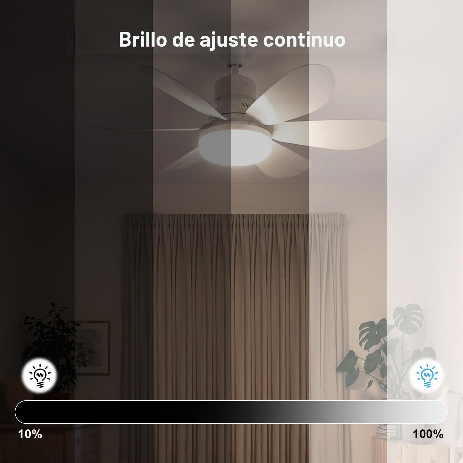 Ventilador de Techo con Luz, Ventilador con Luz LED con Control Remoto, 3 Velocidades, 3 Temperaturas de Luz, Brillo Ajustable, Motor DC，Temporizador, Función de Memoria