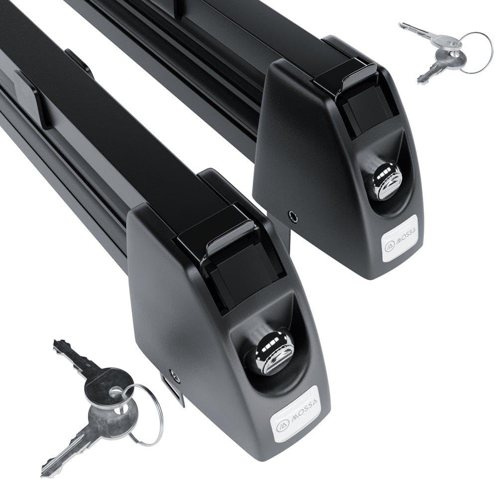 Mossa Portaesquís para portaequipajes de Techo - Negro - para 5 Pares de esquís o 4 Tablas de Snowboard