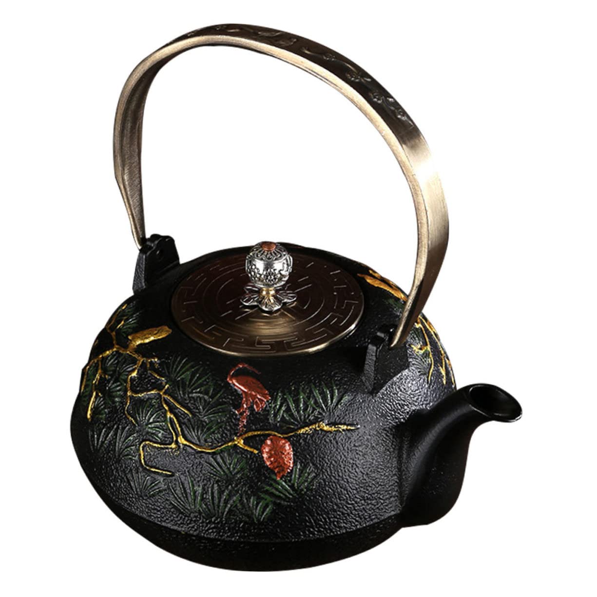 Tetera de Té Retro con Filtro Y Escala Tetera de Hierro Fundido Hecha a Mano para Té de Hojas Sueltas