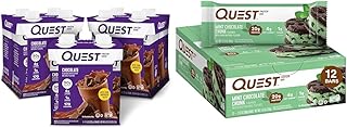 Protein Shake Chocolate 12 Pack and Mint Chocolate Chunk Protein Bars Gluten Free Keto Friendly 12 Count