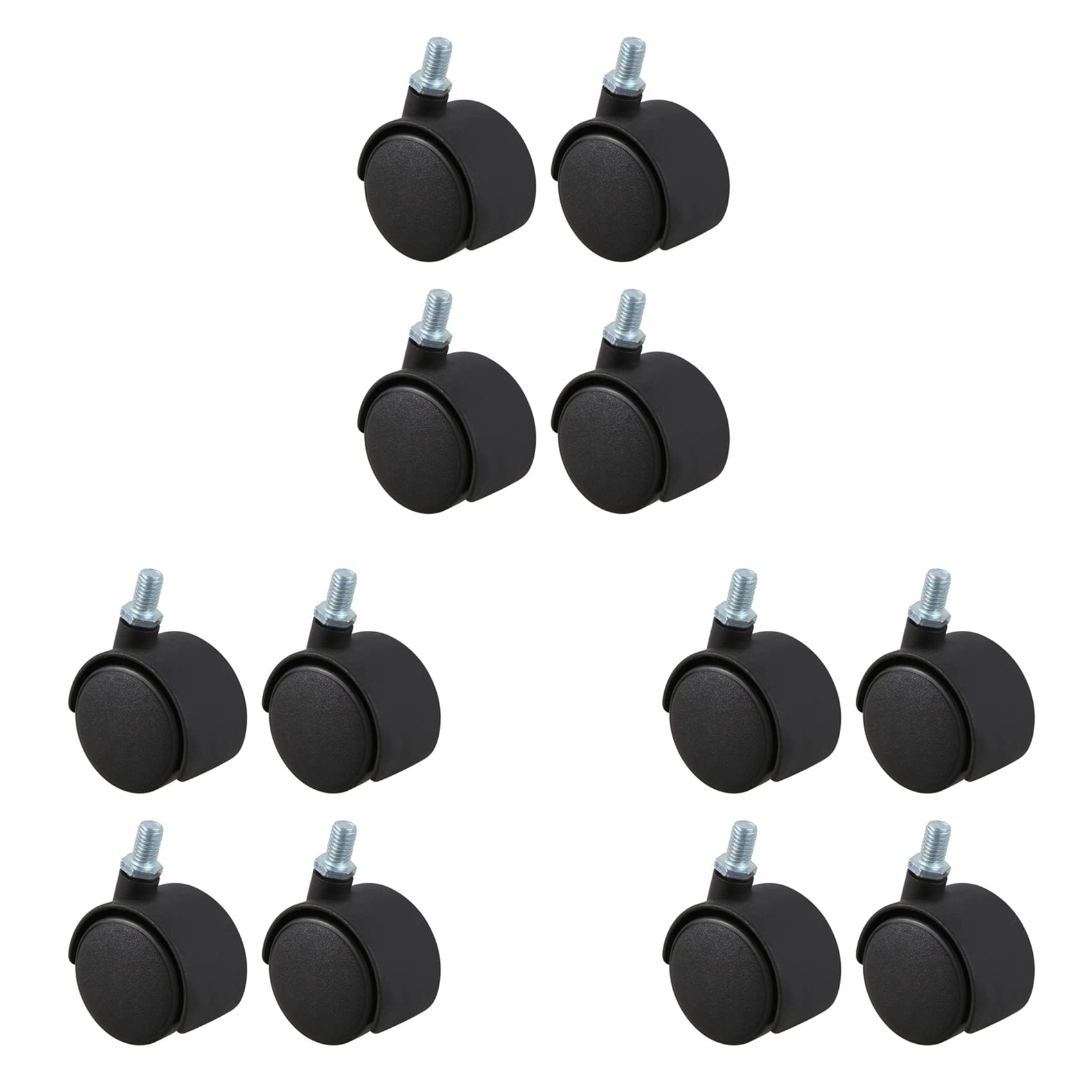 Jnchdghwa Black Plastic Swivel Caster 8Mm Stem 1.5-Inch Dia Wheel 12 Pcs