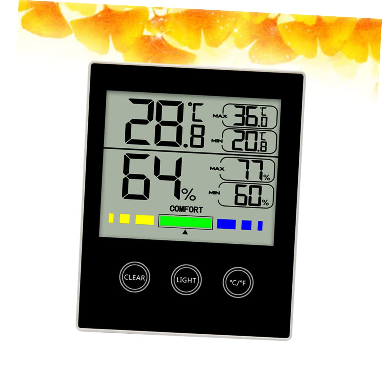 Termometro Igrometro Digitale Touch con Display Retroilluminato Nero | Abs Portatile, Registra Valori Massimi e Minimi di Temperatura e Umidità, Uso in Soggiorno Domestico
