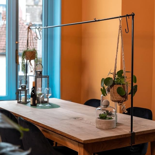 Esschert Design Table Decoration Pole, Decorative Clamp Frame, Black Extendible Metal Rod 117-211 cm