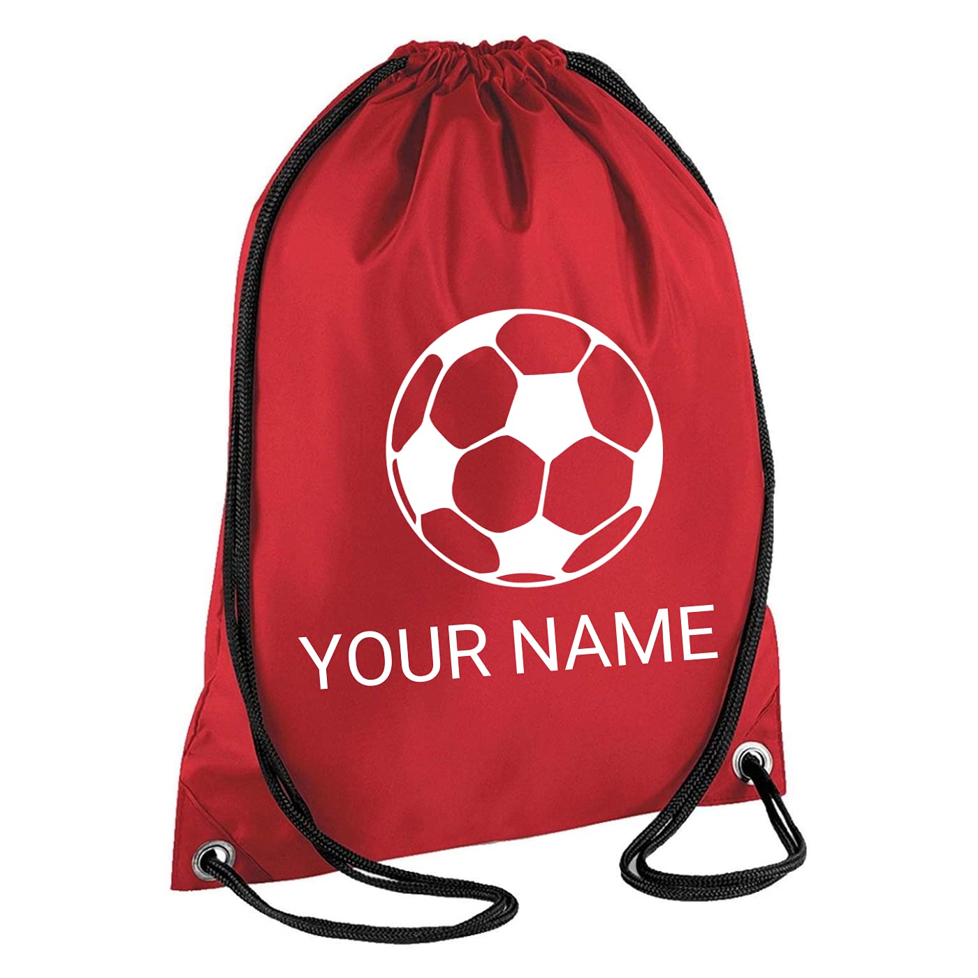 Personalised Drawstring Bag Any Name for School PE Kids Adults Unisex Travel, Gym with Six Different Design (6 Colours) (Pencil, Red)