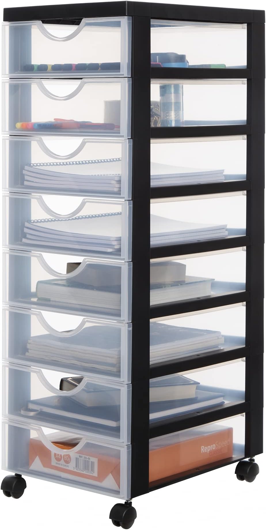 QWORK 2x Bastelbox Mit 9 Schubladen - Transparente Aufbewahrung Für Büro & Kosmetik