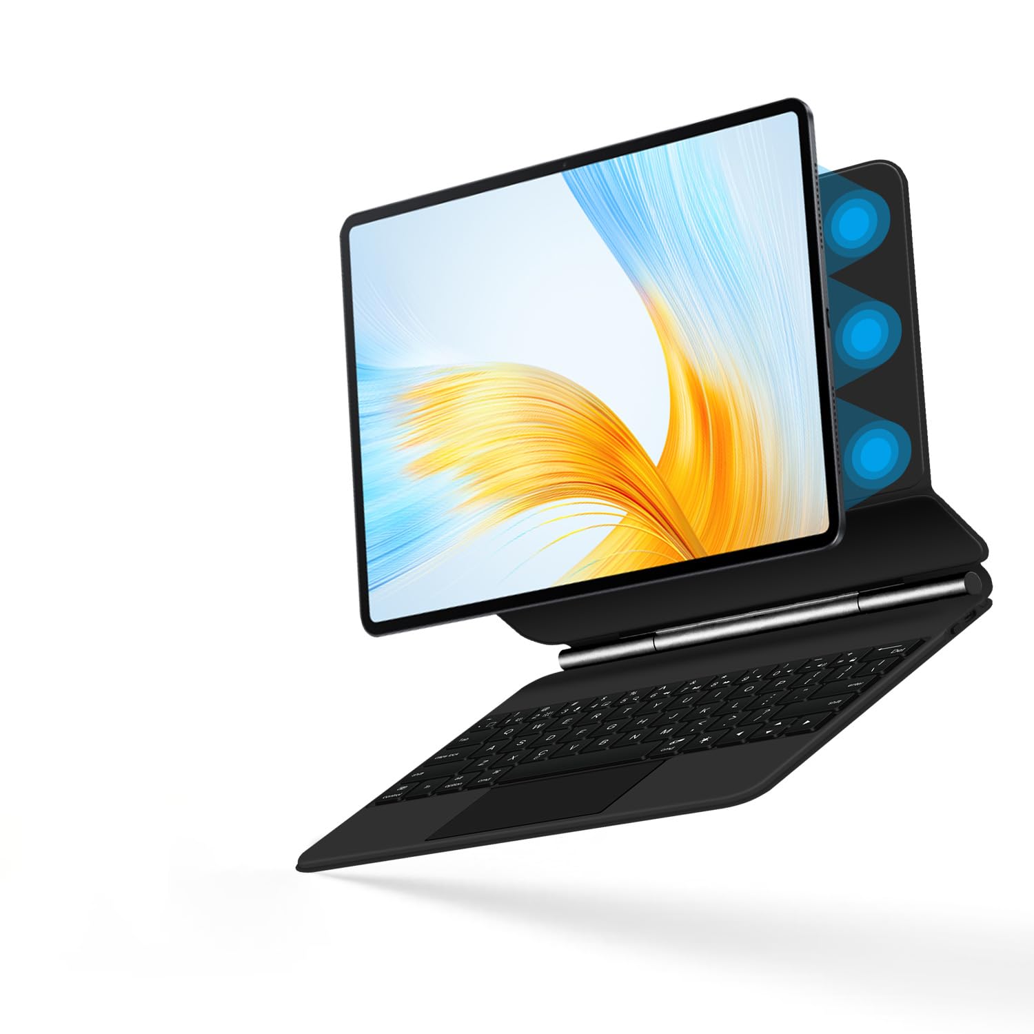 Funda con Teclado para Huawei MatePad 11.5" S 2024, Contiene Ñ, Soporte Flotante Mágico Voladizo, Retroiluminación 7 Colores, Trackpad Integrado,Negro,Spanish