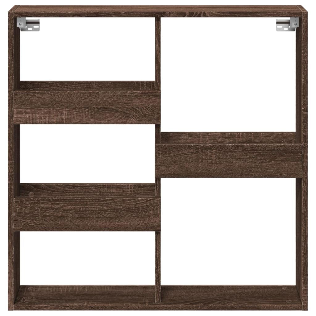 Szafka ścienna, brązowa, imitacja dębu, 80 x 15 x 80 cm, materiał drewnopochodny, regał ścienny i regał wiszący do salonu, sypialni, kuchni, łazienki, korytarza, biura, porządku i