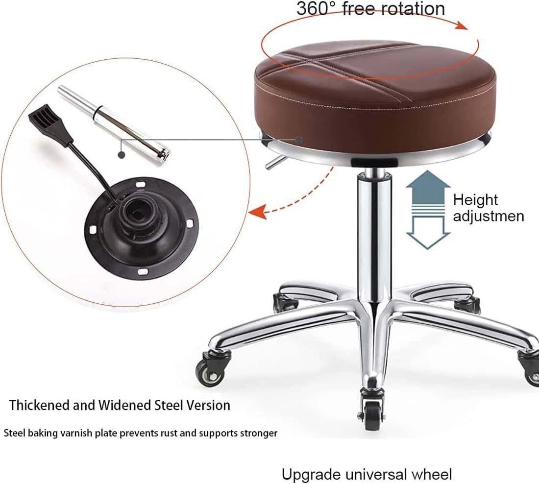 QPZK Sgabello Girevole Rotondo Regolabile Con Ruote, Sgabello