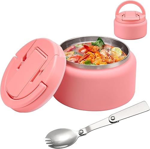 Miniatura 14 de Termo de sopa de 13.5 onzas para comida caliente para niños, recipiente aislado al vacío con tapa de hebilla, boca ancha, a prueba de fugas, acero