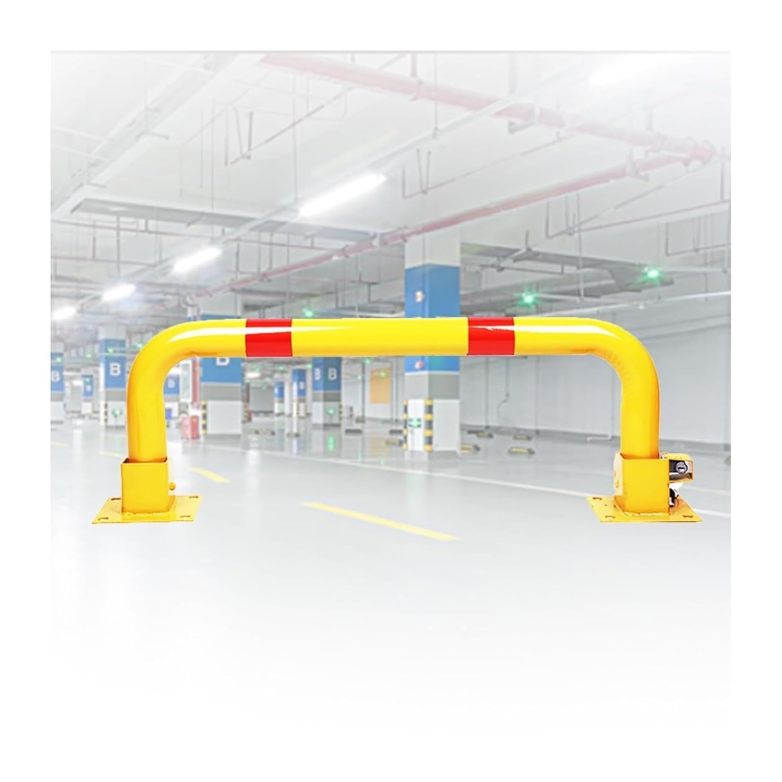CWCQGH U Shape Security Bollards Parking Car Blocker & Isolation Bollards, For Garage & Driveway Protection (Khaki)