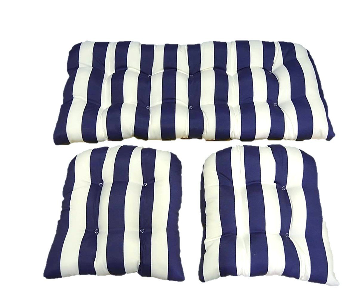 Buy Resort Spa Home Decor 3 Piece Wicker Cushion Set Navy Blue and