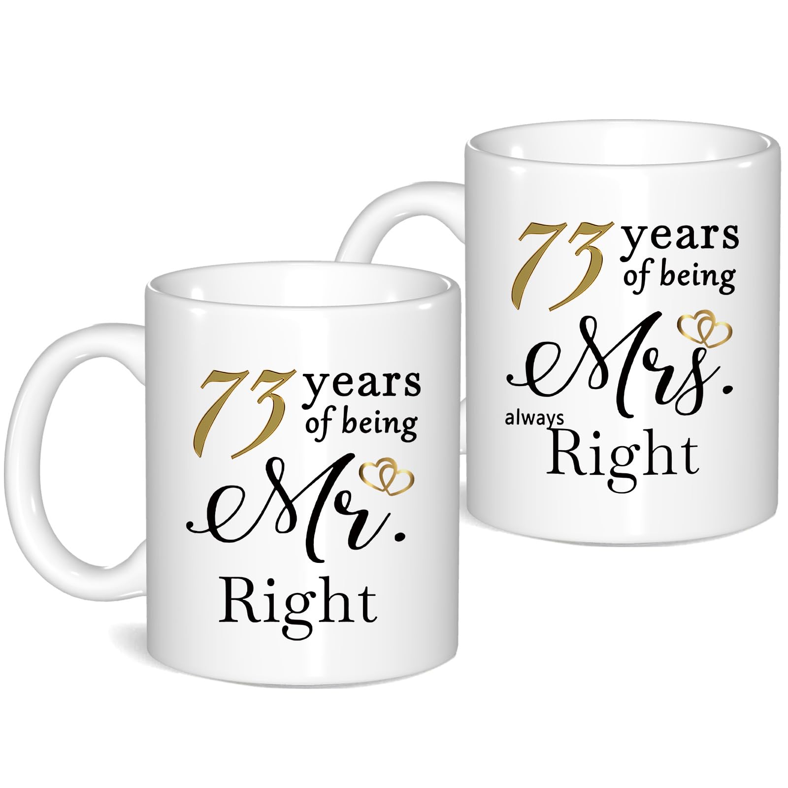 JOUWUI 73 Year Anniversary Coffee Mugs Set of 2, 73th Anniversary Wedding Gifts for Wife Husband Parents Grandparents Men Women Him Her, 73 Year Valentines Engagement Couple Cups — image 1