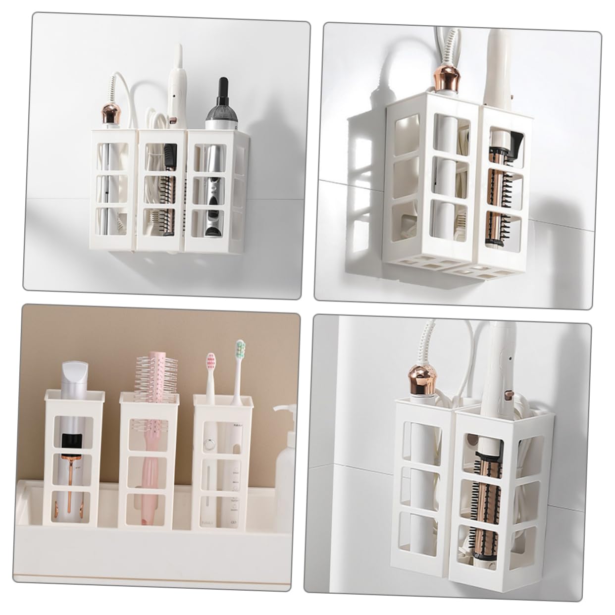 Levemolo 2pcs Hair Tool Organizer Wall Mount Strong Load-Bearing Easy Install Hair Dryer Holder for Bathroom Bedroom Makeup Room